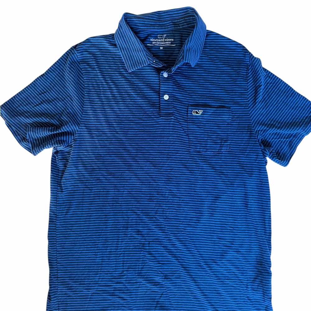 Vineyard Vines Edgartown Polo Shirt • Blue Striped • Size Medium
